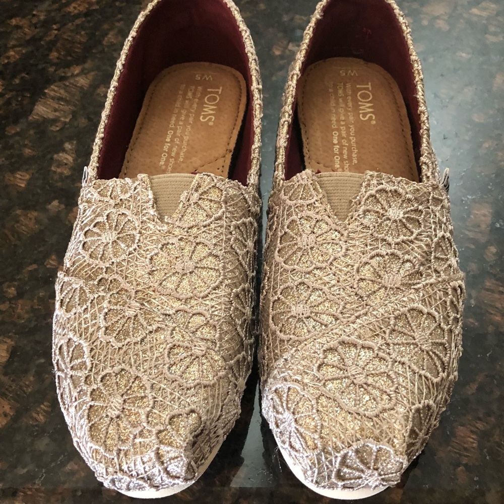 Silver Glitter Toms - size 5 - BRAAND NEW